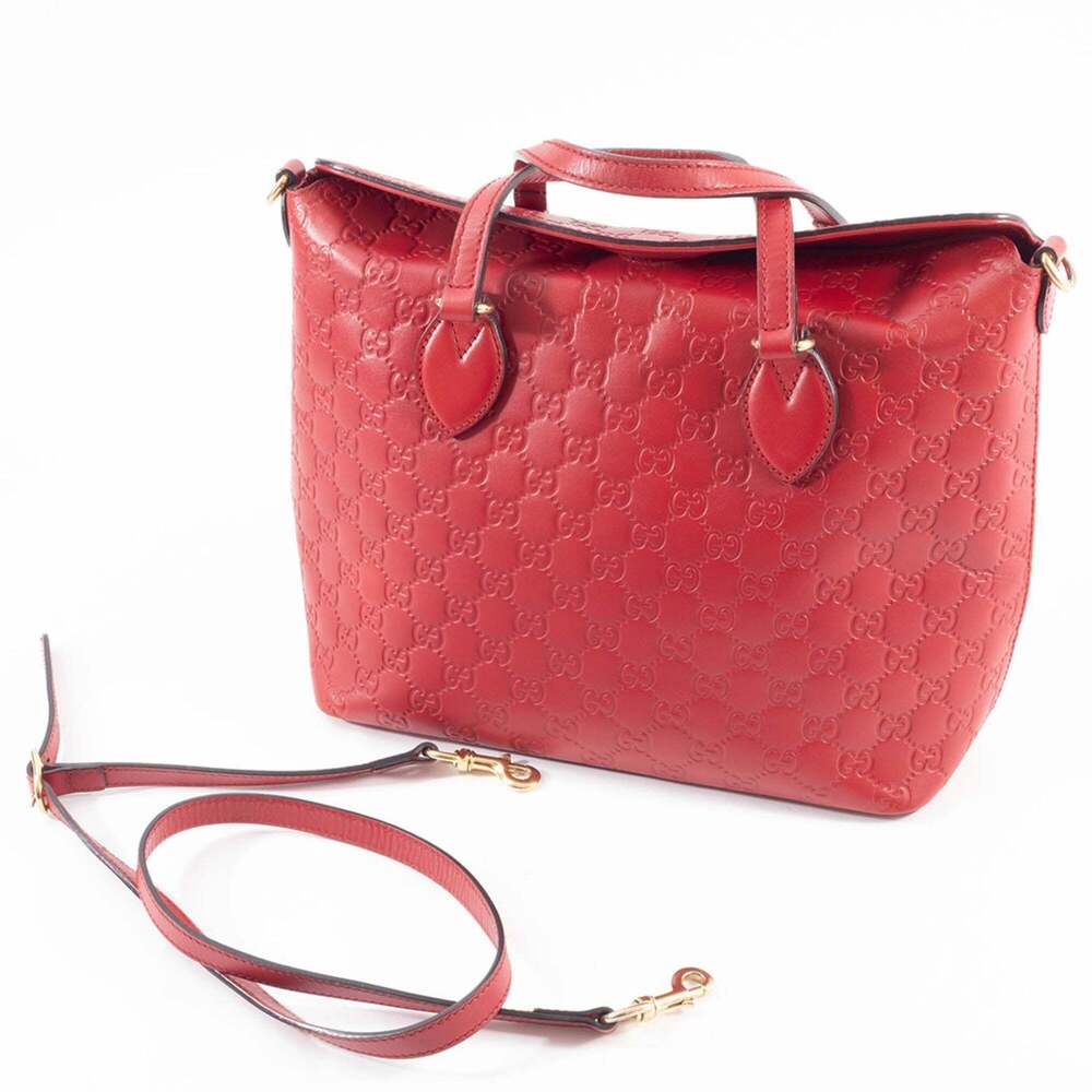 GUCCI Authentic Red Leather Tote Bag - Picture 15 of 16